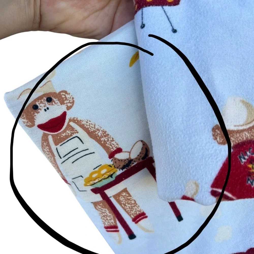 VTG Nick & Nora Sock Monkey 4-Piece Full Size Flannel Sheet Set 100% Cotton READ